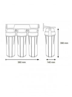   3 lépcsős 10"-os Szűrőház 3/4" csatlakozással, átlátszó házzal, dupla "O" gyűrűs - réz menetes