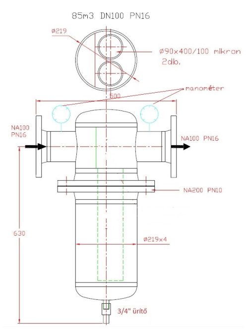 Karimás ipari technológiai szűrő DN100