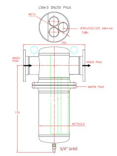 Karimás ipari technológiai szűrő DN150